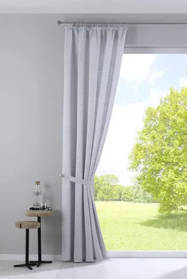 Obrázok produktu pre Záves s žakárovým vzorom a efektnou niťou VxŠ 254x140 cm Aqua „Sivas“ Nepriehľadné skryté slučky a riasená stuha Moderný vzhľad, 20190350
