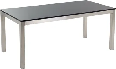 Obrázok produktu pre BELIANI Záhradný jedálenský stôl čierna žulová doska 180 x 90 cm pre 6 osôb strieborné nohy z nehrdzavejúcej ocele