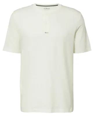 Produktbild von S. Oliver Regular Fit T-Shirt Off-White Größe L mit Henleyausschnitt und Knopfleiste