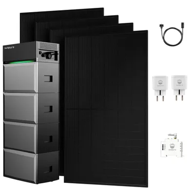 Produktbild von Balkonkraftwerk mit Speicher, Sunpura S2400 All-in-One Speicher mit 3x B2400 Erweiterungsakku & JA Solar 1800W PV Panel,1x Smarter Zähler + Smart Plug