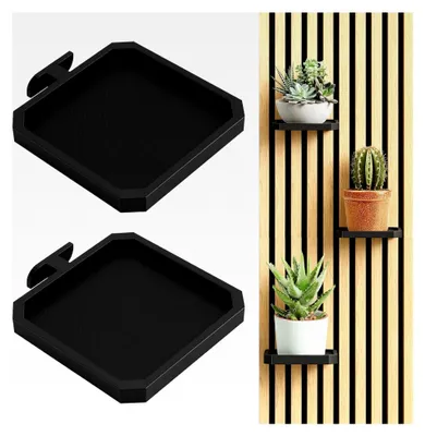 Produktbild von Akustikpaneele Zubehör - 2 Stück Pflanzenhalter für Akustikpaneele, Regal für quadratische Paneele ohne Bohren, geeignet für Pflanzen, Blumen und Deko-Artikel