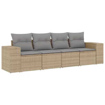 Produktbild von vidaXL 4-tlg. Garten-Sofagarnitur mit Kissen Beige Poly Rattan