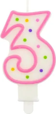 Produktbild von Zahlenkerze "3" Punkte 7,5 cm, 1 Stk.