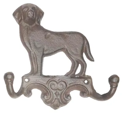 Produktbild von B&S Wandgarderobe Gusseisen Antik Rostlook Hund mit 2 Haken