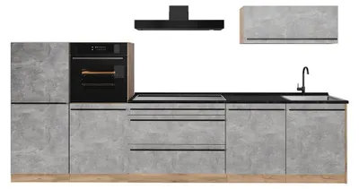 Imagen del producto de Mueble de cocina Vicco R-Line Hormigón/Roble dorado 340 cm sin encimera, Model 67300
