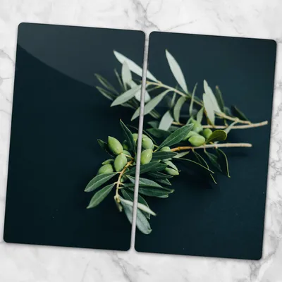 Produktbild von Glas-Herdabdeckplatten Glaskeramikkochfeld-Abdeckung Spritzschutz Glas 2x30x52 cm - Oliven