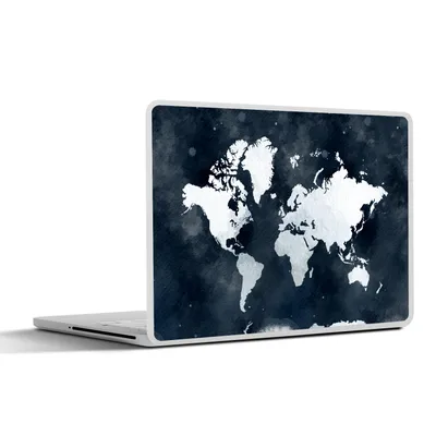 Produktbild von MuchoWow® Laptop Aufkleber Sticker Cover Weltkarte - Blau - Aquarell 30x22 cm - Laptop-Sticker