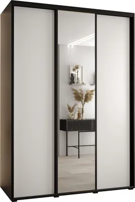 Produktbild von MEBLE KRYSPOL Davos 3 Schrank, drei Türen - 235,2x170x45 cm - Schwarz Weiß Schwarz