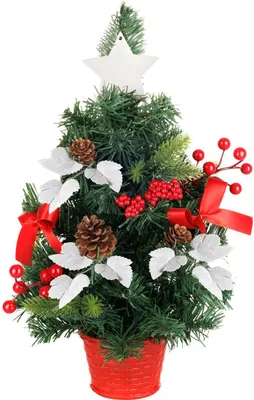 Zdjęcie produktu dla Choinka MagicHome, dekorowana, czerwona, z liśćmi, 40 cm