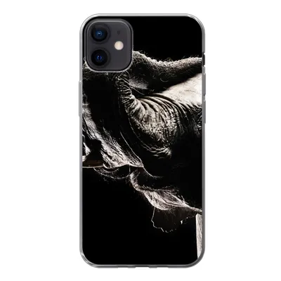 Produktbild von MuchoWow® Handyhülle Schutzhülle Hülle für iPhone 12 mini Elefant - Schwarz - Tiere - Porträt Silikon Softcase Handy Hülle - Bild