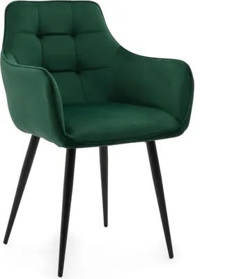 Produktbild von NEW HOME Glamour Stuhl GALLO gespolsterter Esszimmerstuhl Wohnzimmerstuhl mit Steppung - grün - moderne Samt Velours Möbel
