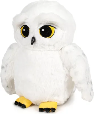 A plush toy owl is shown from the front against a white background.