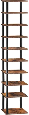 Productafbeelding van Schoenenrek, 10 lagen, hoekmodel, smal, 28x28x173 cm, donkerbruin-zwart