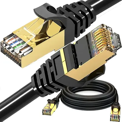 Two network cables with RJ45 connectors are shown against a white background.