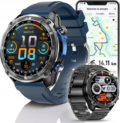 Zdjęcie produktu dla Smartwatch Męski - Zegarek Menu PL GPS Amoled Dyktafon Wodoodpony - 860mAh