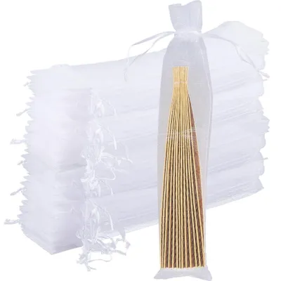 Image de Sacs en organza, 100 pièces - 24 x 6 cm - Avec cordon de serrage - Sacs transparents - Pour bijoux/présentations - Idéaux pour les fêtes/cadeaux - Sacs cadeaux