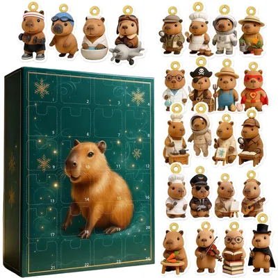 Capybara Adventskalender 2025, 2D Acryl, Weihnachtsdeko