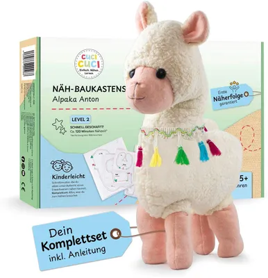 Image de kit de couture cuci cuci Motif : Alpaga Anton, premiers succès de couture pour enfants, kit complet avec tout ce dont tu as besoin pour coudre