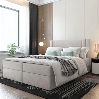 Produktbild von Bett, Boxspringbett RALI mit Bonell-Matratze und OHNE Topper, 2 Bettkästen, Doppelbett, Stauraum 180x200 cm (Beige - Itaka 46)