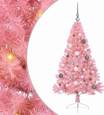 Produktbild von vidaXL Künstlicher vorbeleuchteter Weihnachtsbaum Rosa 150 cm PVC