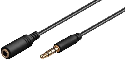 Immagine prodotto di Goobay 62479 Cavo di prolunga per cuffie e audio AUX, 4 pin 3,5 mm slim, CU, 2 m, nero - Jack 3,5 mm (4 pin, stereo) > Jack 3,5 mm (4 pin, stereo)