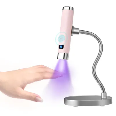 Produktbild von UV LED Nagellampe kabellos 3W mit Schwanenhals 360° 800mAh Akku Sensor Timer 30/60s für Gel Nägel Zuhause Reise