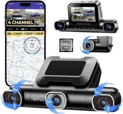 Obrázek produktu pro Autokamera s nočním viděním – duální kamera – širokoúhlý systém – parkovací režim – smyčkové nahrávání – 4K autokamera s pohybovým senzorem – s SD kartou