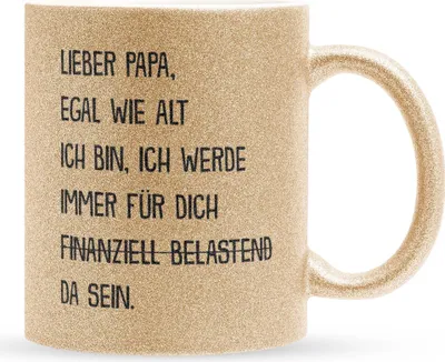 Produktbild von 22Feels Glitzertasse Gold Papa Geschenk Vatertag Vater Geburtstag Kaffeetasse Männer Weihnachten Haferl Geschenkidee Bürotasse