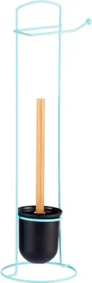 Produktbild von BERILO | Toilettenpapierständer - Toilettenpapierhalte - 16 x 17 x 57 cm - Blau - Klopapierständer - mit Toilettenbürste