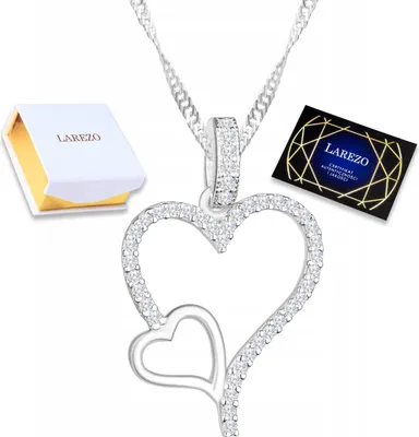 Image de Collier argent 925 grand et petit cœur zirconium couple d'amour