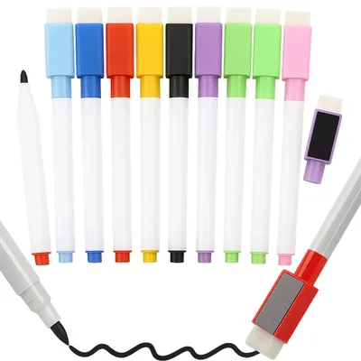 Produktbild von Whiteboard Marker trocken abwischbar 8er Set Magnetisch Schwarz für Tafel Büro Schule