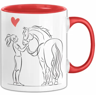 Produktbild von Pferde Tierliebhaber Mädchen Tasse Geschenk Lustige Geschenkidee Spruch (Rot)