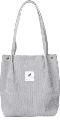 Produktbild von ASKSA Damen Umhaengetasche Cord Tasche Schultertasche fuer Arbeit Buero Reisen Einkaufen Schule und Alltag, Hellgrau