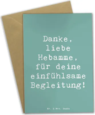 Produktbild von Mr. & Mrs. Panda Klappkarte Spruch Liebe Hebamme - Meeresbrise - Geschenk, besondere Momente, Wertschätzung, Fürsorge, weihnachtskarten, Grußkarten, Bedanken, Dankbarkeit