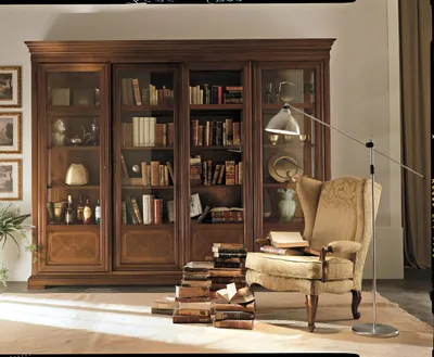 Produktbild von Büro Regal Schrank Schubladen Büroschrank Glastüren Möbel Design Massiv Holz