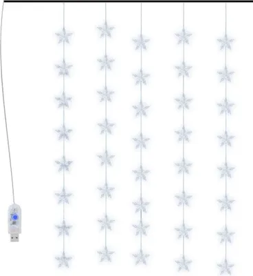Obrázek produktu pro vidaXL LED hvězda záclony světelný řetěz 200 LED studená bílá 8 funkcí