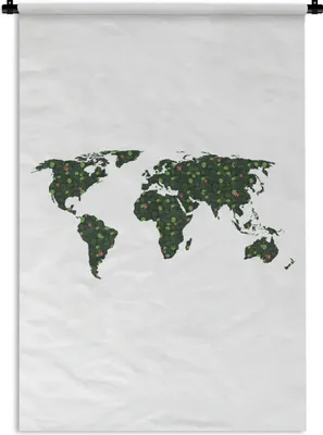Produktbild von MuchoWow® Wandteppich Wandbehang Weltkarte - Pflanzen - Tropisch 120x180 cm Tapisserie Dekoration Wandtuch - Schlafzimmer - Dekorationen für das Haus