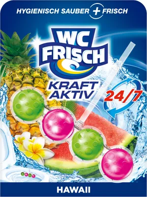 Produktbild von WC Frisch Kraft Aktiv Duftspüler Hawaii (3er Pack), Klostein Einhänger