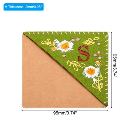 Produktbild von Personalized Gesticktes Lesezeichen Ecke Niedliche Blume Filz Gen?ht Dreieck Buch Marke Seite Marker fš¹r Frauen M?nner Buchliebhaber Lehrer Grš¹n Buchstabe S
