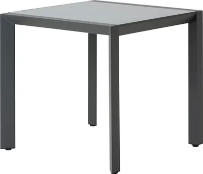 Produktbild von Dehner Balkontisch Cleveland, Gartentisch mit bis zu 4 Sitzplätzen, 80 x 76 x 80 cm (B/H/T), Aluminium / Glas, dunkelgrau