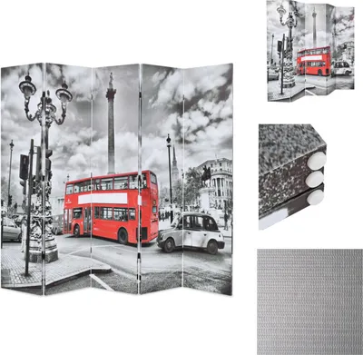 Produktbild von vidaXL Raumteiler klappbar 200 x 170 cm London Bus Schwarz-Weiß -  Raumteiler