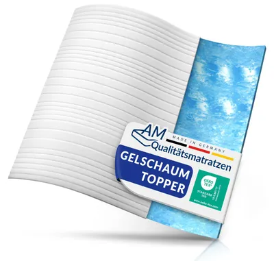 Zdjęcie produktu dla AM Qualitätsmatratzen | Basic gel foam topper | 200x200 cm | 6 cm wysokosci | mattress topper | 200/200 | gel topper