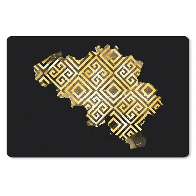 Produktbild von MuchoWow® Schreibtischunterlage Karte Belgien - Gold - Muster 60x40 cm - XXL Mauspad - Großes Mauspad
