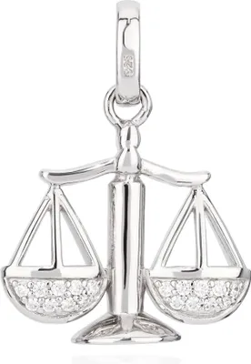 Produktbild von Kettenanhänger Sternzeichen Waage 925 Silber Zirkonia Weiß Horoskop Zodiak