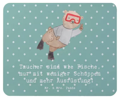 Produktbild von Mr. & Mrs. Panda Mouse Pad Tauchen Abenteuer - Meeresbrise - Geschenk, Mousepad, pc mausunterlage, Unterwasserwelt, tauchausrüstung, mausteppich, Teamsport, taucher
