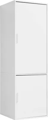 Produktbild von mokebo Kleiderschrank klein in Weiß 2-türig & 2 Fächer 'Der Grenzenlose' modularer Schlafzimmerschrank, Garderobenschrank, Flurschrank, Drehtürenschrank oder Schrank aus Holz in 60x187x58 (BxHxT)