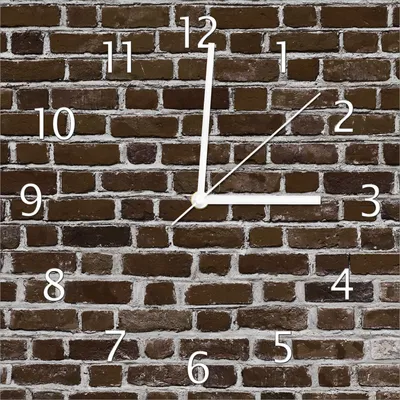 Produktbild von Wallario Design Wanduhr Ziegelsteinwand in braun - Backsteine aus Echtglas, Größe 30 x 30 cm