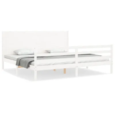 Produktbild von vidaXL Massivholzbett mit Kopfteil Weiß 200x200 cm