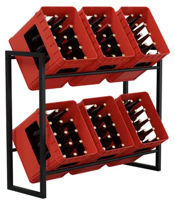 Produktbild von HAGO24 Getränkekistenregal 6 Kisten Stahlregal Flaschenkastenregal Lagerregal Kellerregal Anthrazit Stapelregal Metallregal 104x32x82