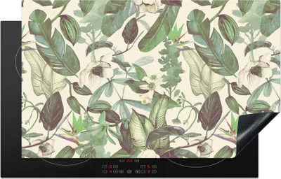 Produktbild von KitchenYeah© Herdabdeckplatte Flora - Dschungel - Muster , 83x51cm, Küche Deko, Glaskeramikkochfeld Herdabdeckung, Abdeckplatte fùr Kochfeld